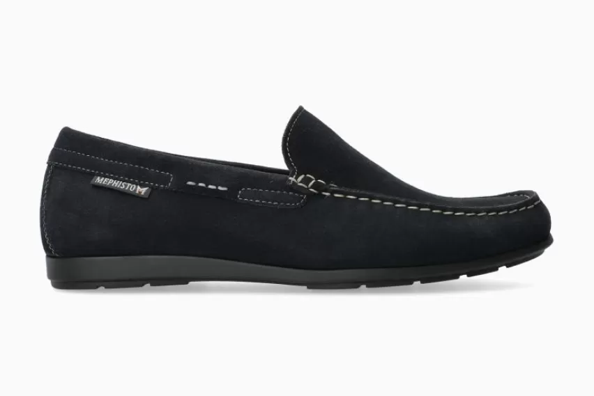 SCHOENEN ZONDER VETERS | Mocassin van suède en nubuck*Mephisto ALGORAS JEANSBLAUW