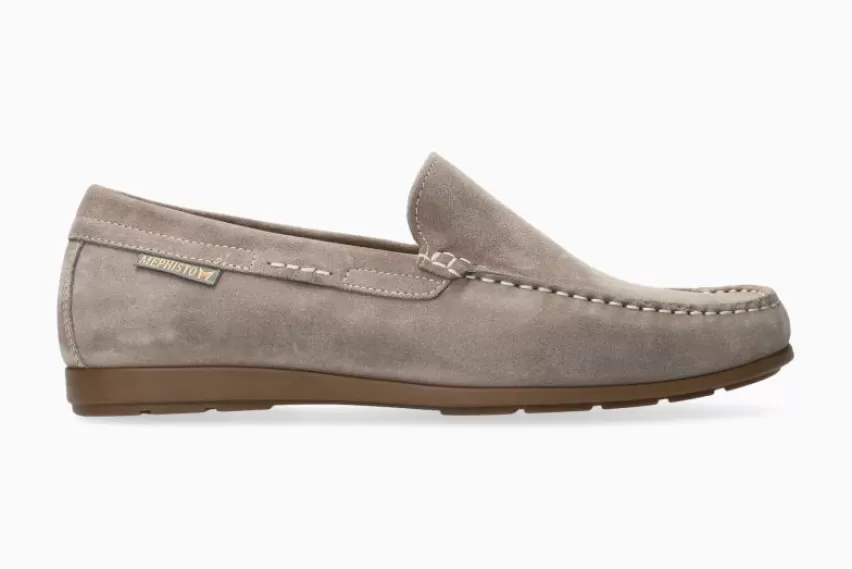 SCHOENEN ZONDER VETERS | Mocassin van suède en nubuck*Mephisto ALGORAS WARM GRIJS