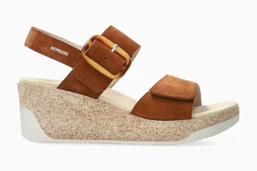 Sandalen met sleehak | Sandalen met plateauzool*Mephisto GIULIA HAZELNOOT