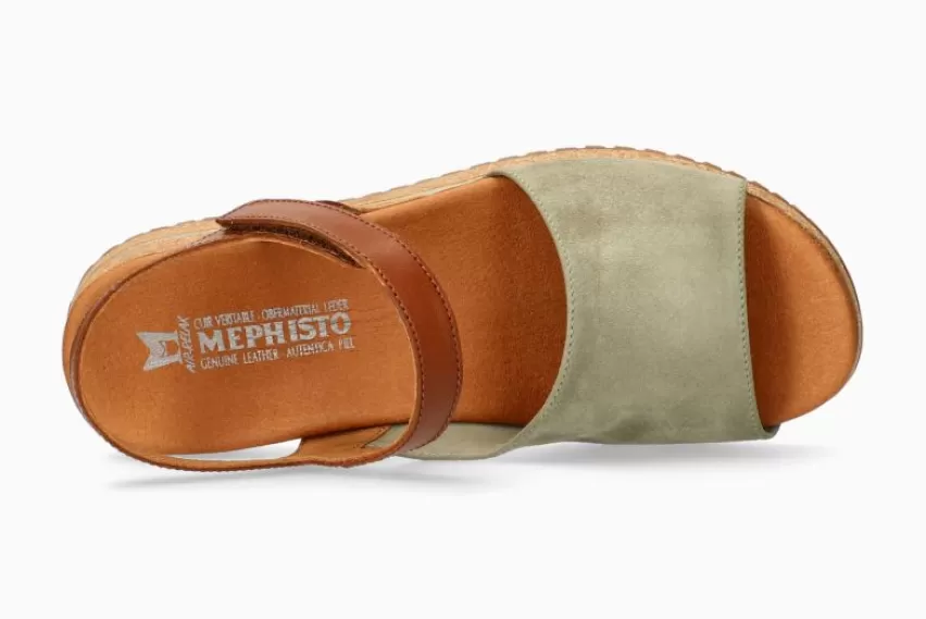 Sandalen met sleehak | Sandalen met plateauzool*Mephisto JOY LICHT KAKI