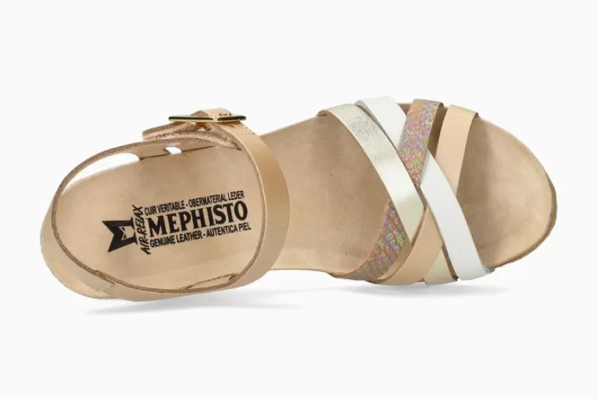 Sandalen met sleehak | Gouden Sandalen*Mephisto LANNY PLATINUM