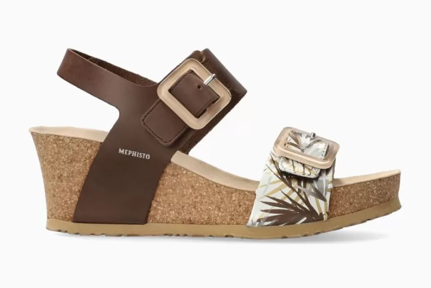 Sandalen met sleehak | Sandalen met hak*Mephisto LISSIA DONKERBRUIN