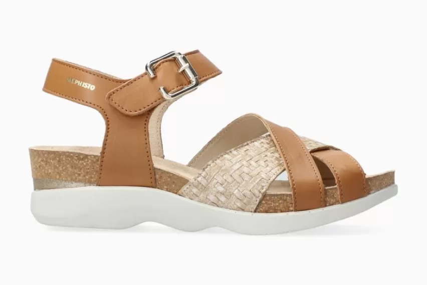 Sandalen met sleehak | Sandalen met hak*Mephisto OTALYA COGNAC