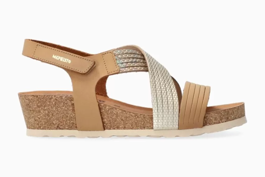 Sandalen met sleehak | Sandalen met hak*Mephisto RENZA CAMEL