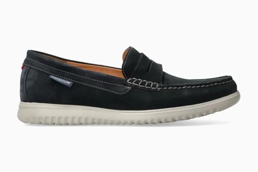 SCHOENEN ZONDER VETERS | Mocassin van suède en nubuck*Mephisto TITOUAN BLAUW