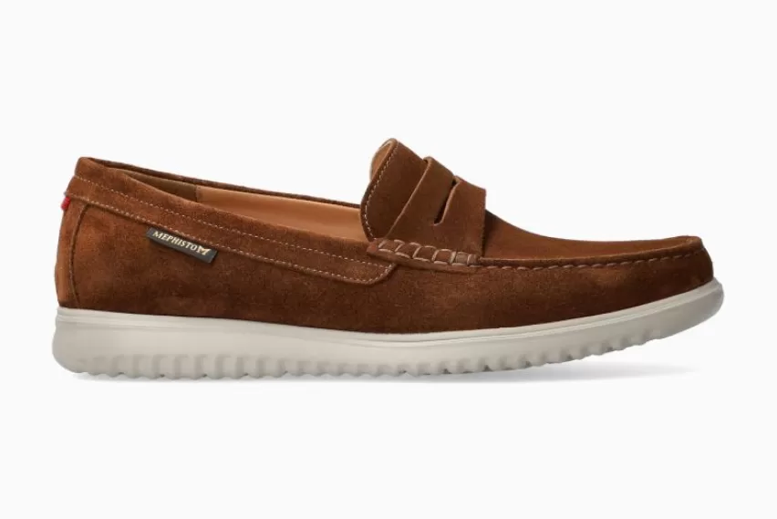 SCHOENEN ZONDER VETERS | Mocassin van suède en nubuck*Mephisto TITOUAN BRUIN