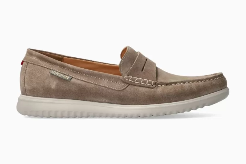 SCHOENEN ZONDER VETERS | Mocassin van suède en nubuck*Mephisto TITOUAN WARM GRIJS