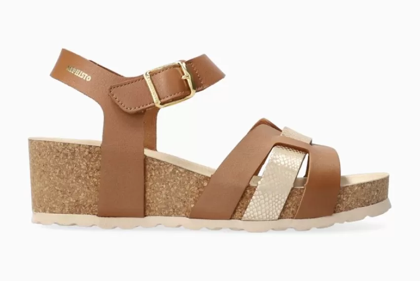 Sandalen met hak | Sandalen met sleehak*Mephisto VERANA CAMEL