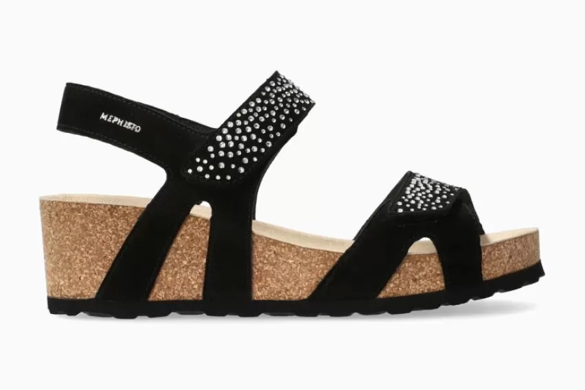 Sandalen met sleehak | Sandalen met hak*Mephisto VIC SPARK ZWART