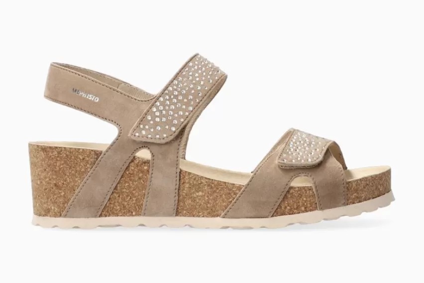 Sandalen met sleehak | Sandalen met hak*Mephisto VIC SPARK LICHT TAUPE