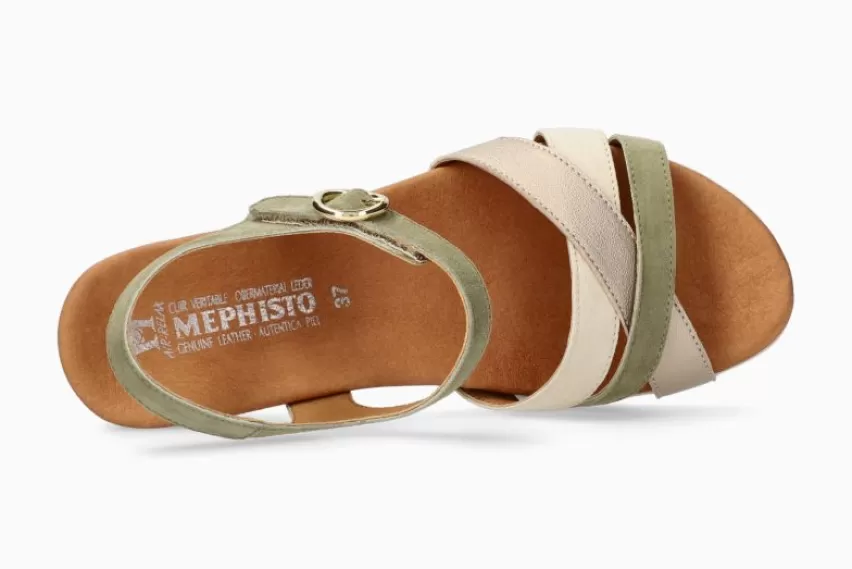 Sandalen met sleehak | SandaleN*Mephisto YRENA LICHT KAKI